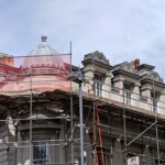 scaffold up on a roof