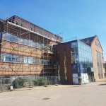 working on a large public building