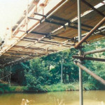 scaffold bridge over a river